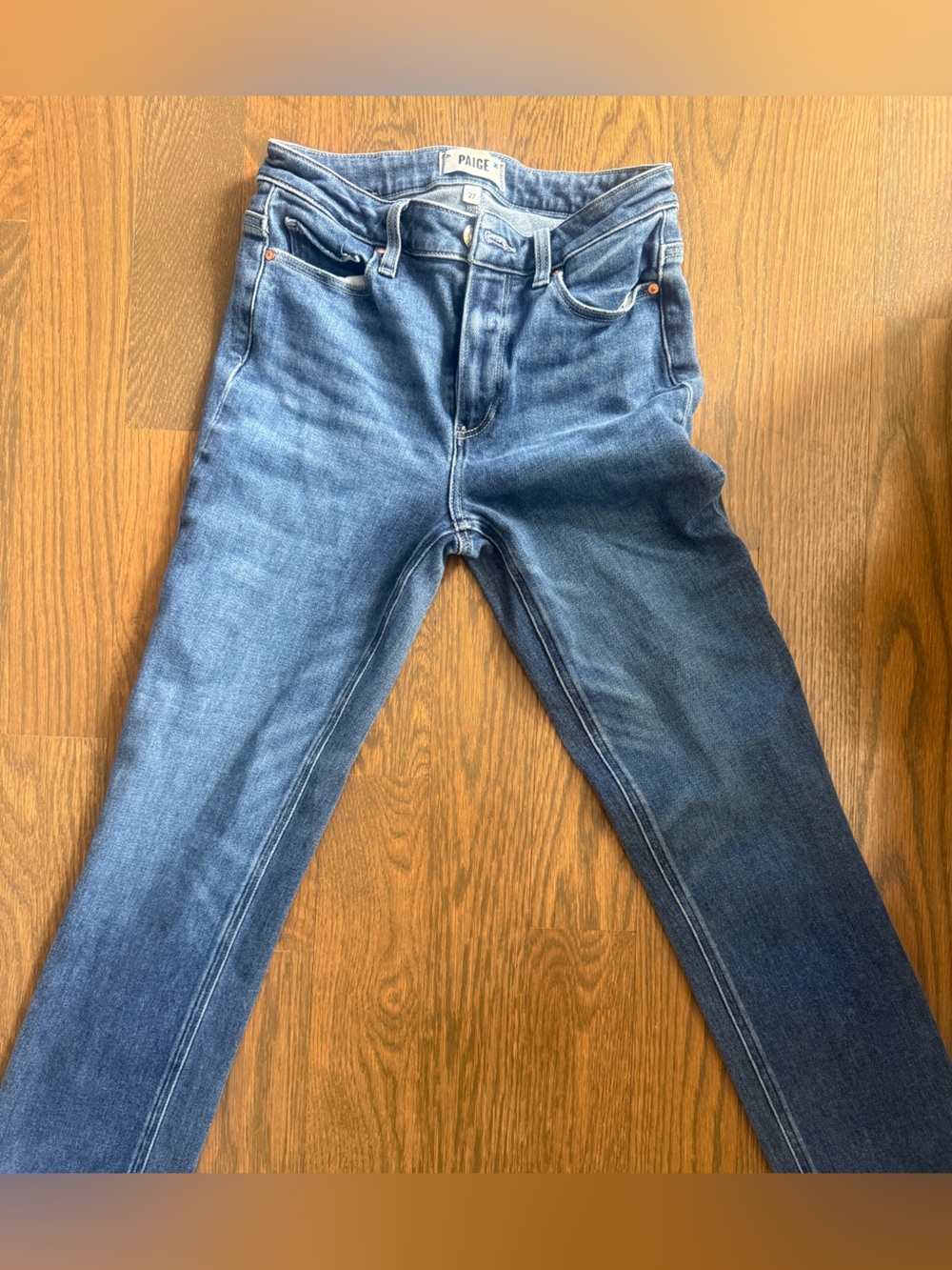 PAIGE CINDY Straight Leg Jeans in Medium Blue Wash